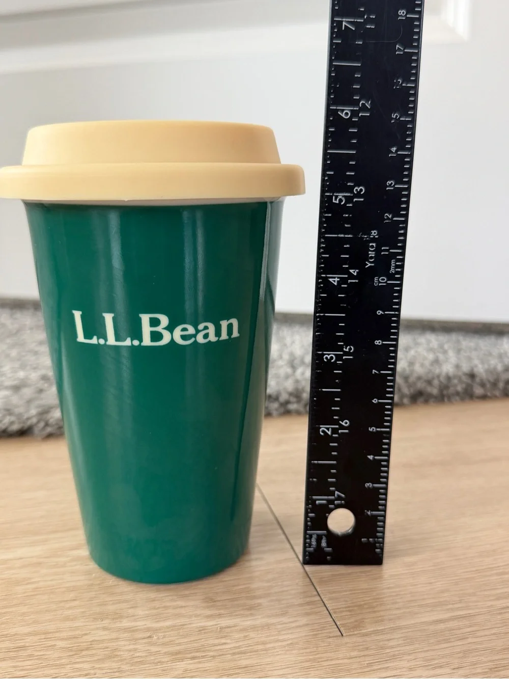 L.L. Bean Ceramic Coffee Mug Travel Tumbler in Pine Green with Soft Lid Classic